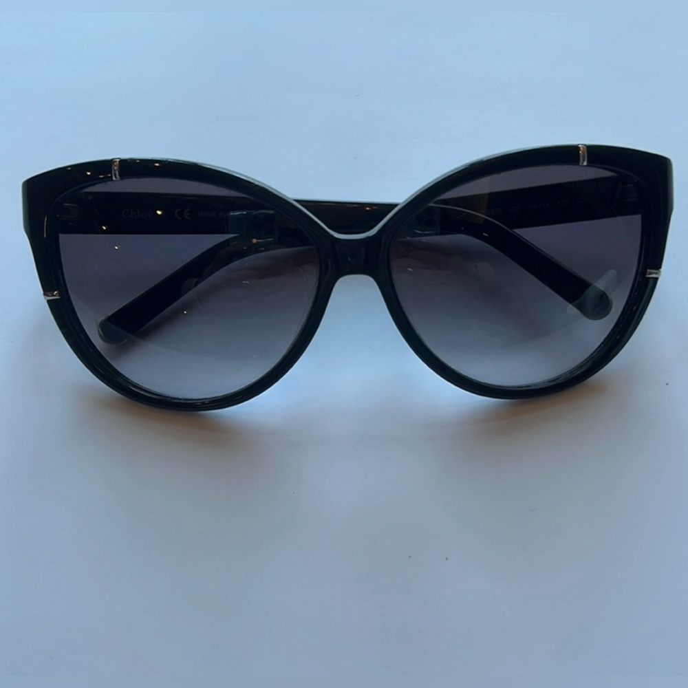 Chloe Caspia Cat Eye Sunglasses Black/Silver